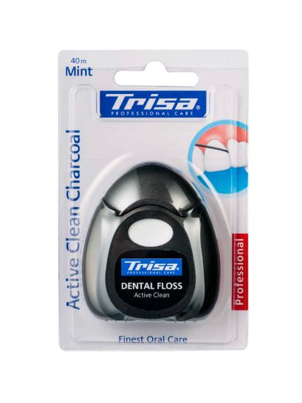 Koнец за зъби TRISA Active Clean Charcoal, 40 m, mint       