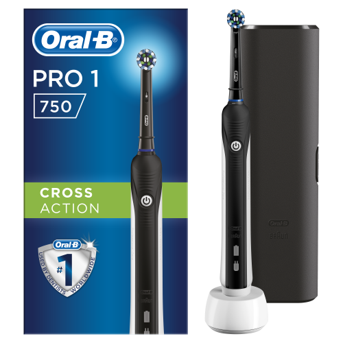Електрическа четка Braun Oral-B PRO 1 750 Cross Action Black+Travel case bonus