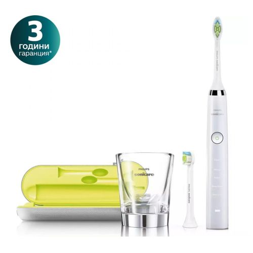 Електрическа звукова четка за зъби Philips Sonicare DiamondClean HX9332/04 + 1 резервна глава +калъф за пътуване + чаша за зареждане , керамично бяло