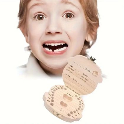 Уникална кутия от дърво за съхранение на млечни зъби , за момиче