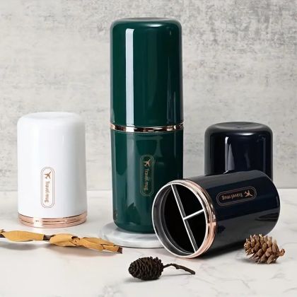 Калъф за ръчна или електрическа четка и паста за зъби -чаша ,  зелен