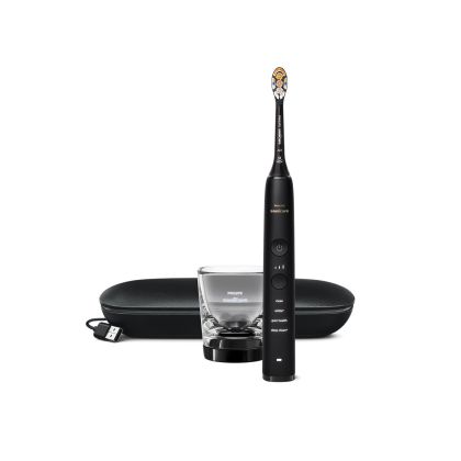  Звукочестотна  електрическа четка за зъби Philips Sonicare Diamond Clean, серия 9000,  HX9911/17 , черна  +USB  кутия за пътуване + индукционна чаша за зареждане