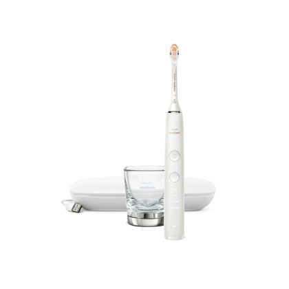 Звукочестотна  електрическа четка за зъби Philips Sonicare Diamond Clean, серия 9000,  HX9911/19 , бяла  +USB  кутия за пътуване + индукционна чаша за зареждане