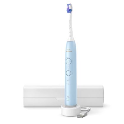 Електрическа звукова четка за зъби Philips Sonicare ProtectiveClean Series 6100 HX7406/02 , свтло синя с кутия за  пътуване