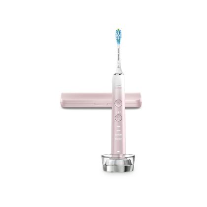 Електрическа звукова четка за зъби с приложение Philips Sonicare DiamondClean 9000 HX9911/84, розова +USB  кутия за пътуване + индукционна чаша за зареждане