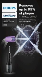 Безжичен зъбен душ  Philips Sonicare Cordless Power Flosser 3000 HX3826/33  - Черен , 2 НАКРАЙНИКА