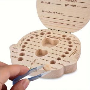 Уникална кутия от дърво за съхранение на млечни зъби , за момче
