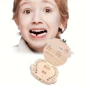 Уникална кутия от дърво за съхранение на млечни зъби , за момиче