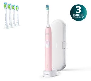 Електрическа звукочестотна четка за зъби Philips Sonicare ProtectiveClean Series 4300 HX6806/03  розова + Подарък  4 броя  резервни глави + калъф за пътуване