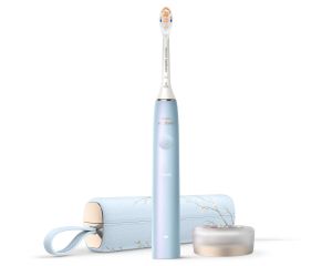 Електрическа звукочестотна четка за зъби Philips Sonicare 9900 Prestige НX9997/32,  SenseIQ technology, цвят  бейби блу, светло синьо+ USB кутия за пътуване + индукционна чаша за зареждане, Лимитирана серия