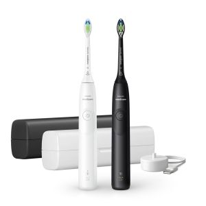  Комплект Електрически  четки за зъби Philips Sonicare Series 5300 HX7109/01 бяла + черна,  + бял + черен калъф