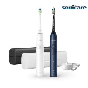 Комплект Електрически  четки за зъби Philips Sonicare Series 5500  HX7119/01 бяла + тъмно синя, ,  + бял + черен калъф