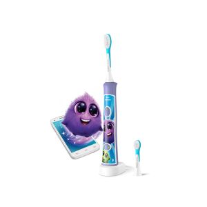 Philips Sonicare Детска звукочестотна четка за зъби For Kids, с вграден Bluetooth, Aqua HX6322/12  + 1 резервна глава бонус, , лилава